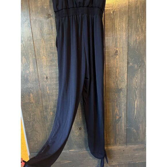 Lola Grace Navy Blue Spaghetti Strap Jumpsuit Wide Leg Elastic Waist Casual F38 - Picture 9 of 9